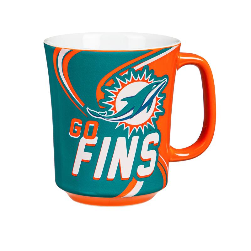 Miami Dolphins, 14 oz Ceramic Coffee Mug w/ Gift Box