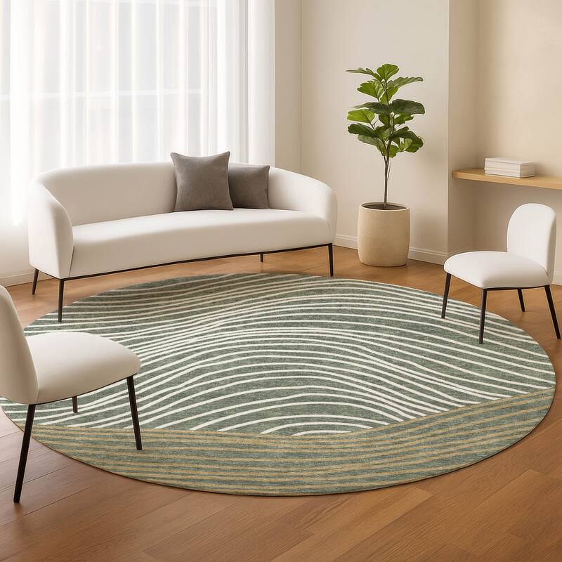 Machine Washable Indoor/ Outdoor Modern Arches Chantille Rug