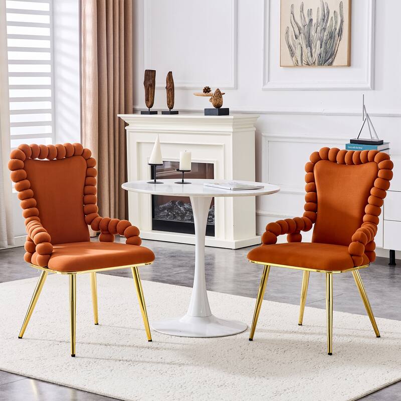 Dining Chairs Set of 2, Upholstered Dining Room Chairs with Metal Legs, Velvet Kitchen Chairs, Accent Chairs for Living Room