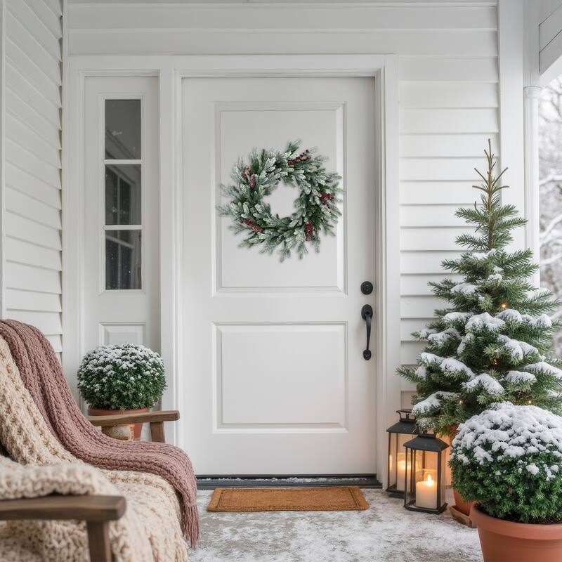 Real Touch™️ Flocked Snowcap Grove Fir Artificial Christmas Wreath - 24" - Unlit