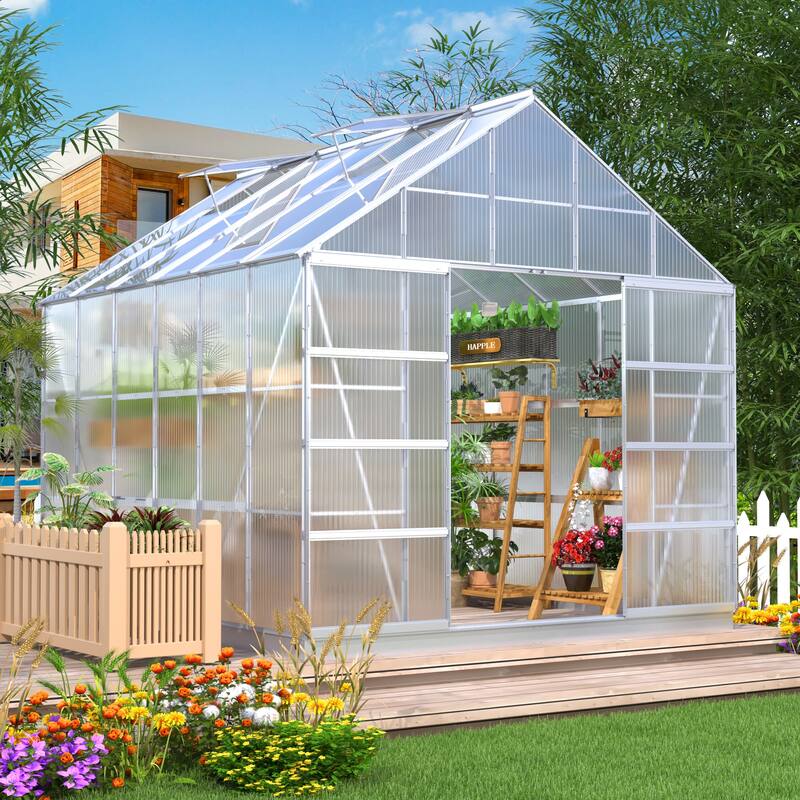 Outdoor 12' x 10' Outdoor Walk-in Hobby Greenhouse for Plants - 10*12