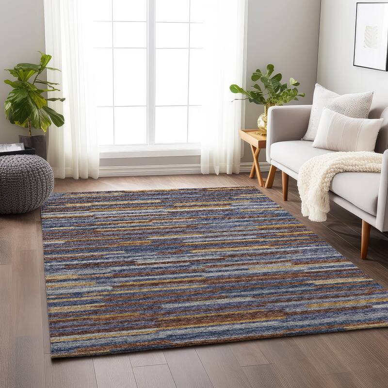 Premium Washable Super Soft Contemporary Stripes Mayfield Rug - Brown - 5' x 7' 6" - Rectangle