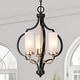 preview thumbnail 24 of 24, LALUZ Modern 3-Light Black Gold Chandelier Frosted Glass Kitchen Island Light