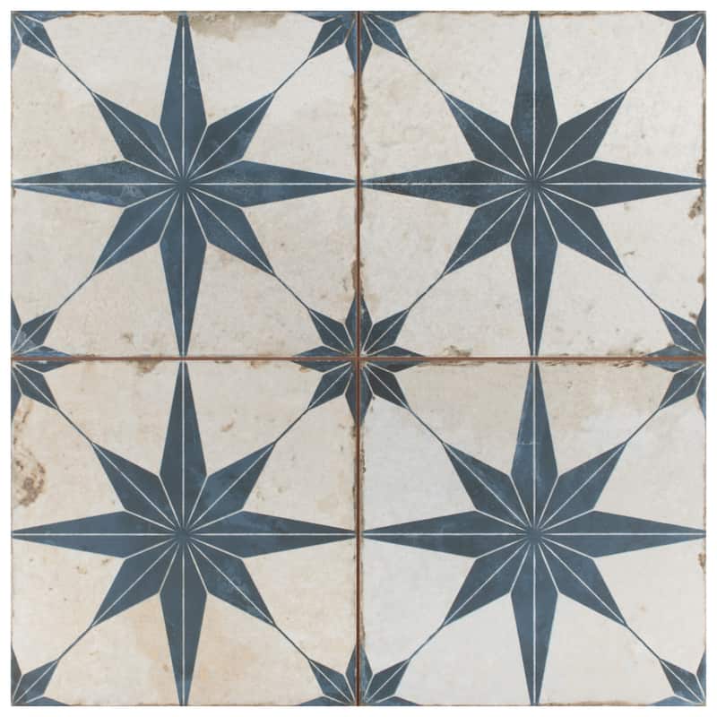 Merola Tile Kings Star Blue 17-5/8" x 17-5/8" Ceramic Floor and Wall Tile