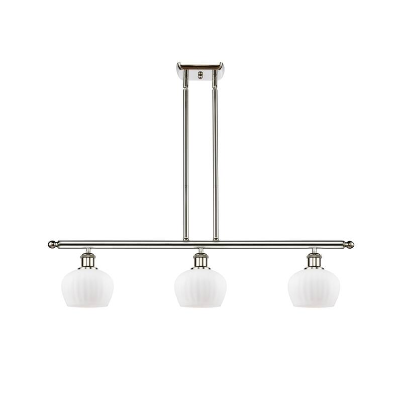 Innovations Lighting Fenton 3 Light 36" Wide Linear Chandelier - Polished Nickel / Matte White