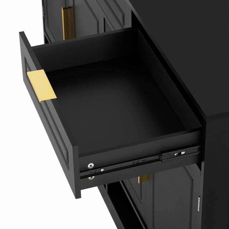 59.1" Multi-Functional Storage Buffet with Adjustable Shelf and Open Storage Compartments