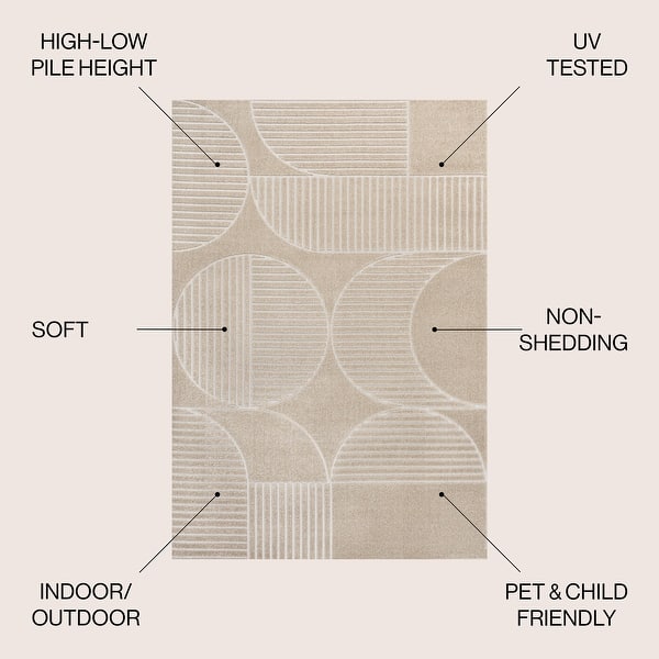 dimension image slide 25 of 33, JONATHAN Y Dila Geometric Arch Scandi Striped Ivory/Cream Area Rug