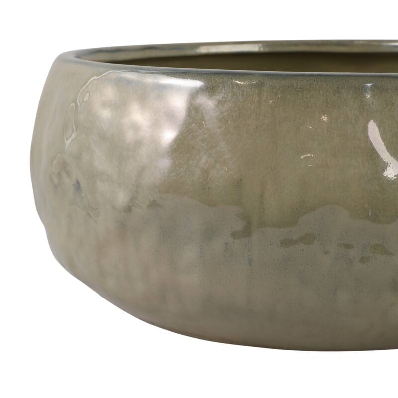 Stoneware Planters Modern Rounded Design and Texture Detail (Set of 2) - 12" x 12" x 5"