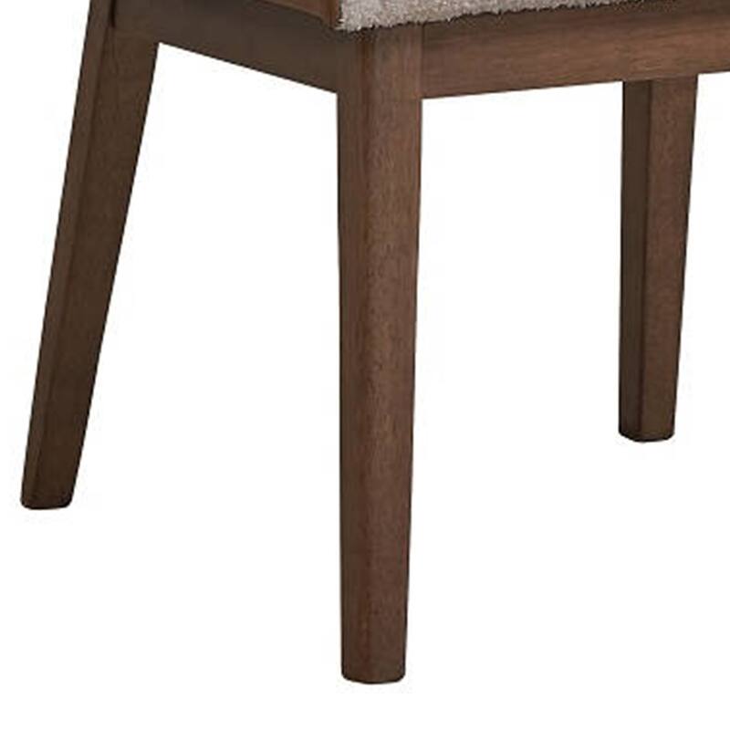 25 Inch Side Dining Chair Set of 2, Wingback, White Boucle, Walnut Brown