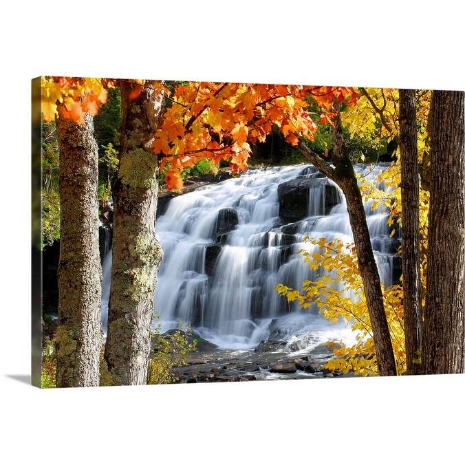 "Bond Falls dressed in Autumn colors Paulding Michigan." Canvas Wall Art