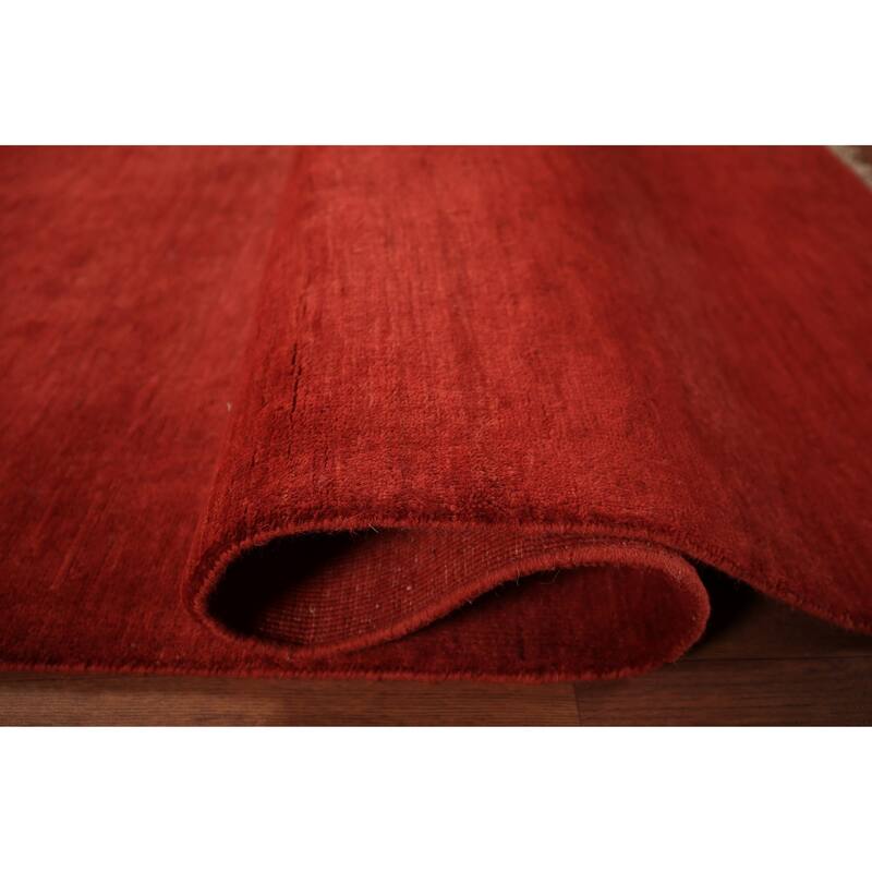 Modern Gabbeh Oriental Area Rug Handmade Red Wool Carpet - 5'2" x 7'9"