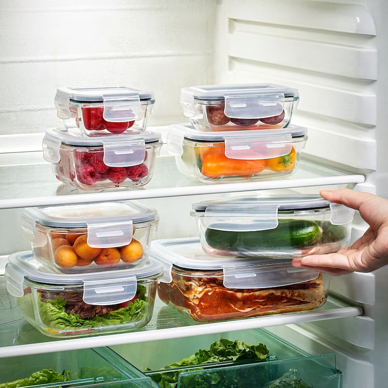 Sorbus Glass Food Storage Containers with Lids (16 Pcs)