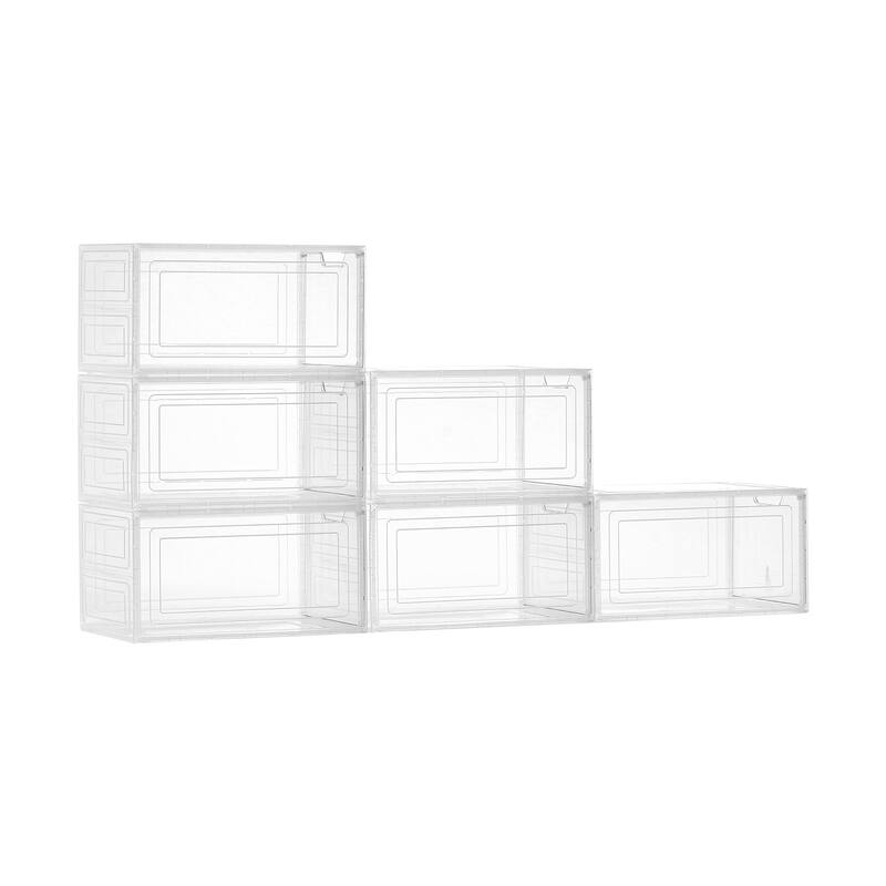 Stackable Shoe Storage Boxes Size 13 with Magnetic Door