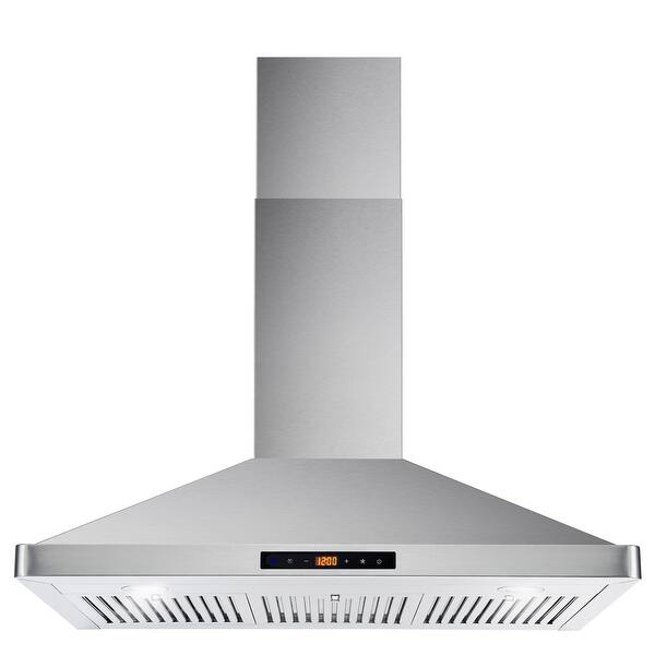 Shop 36 In Ducted Wall Mount Range Hood With Permanent Filters Soft Touch Digital Controls Led Lights In Stainless Steel Overstock 11832594 30