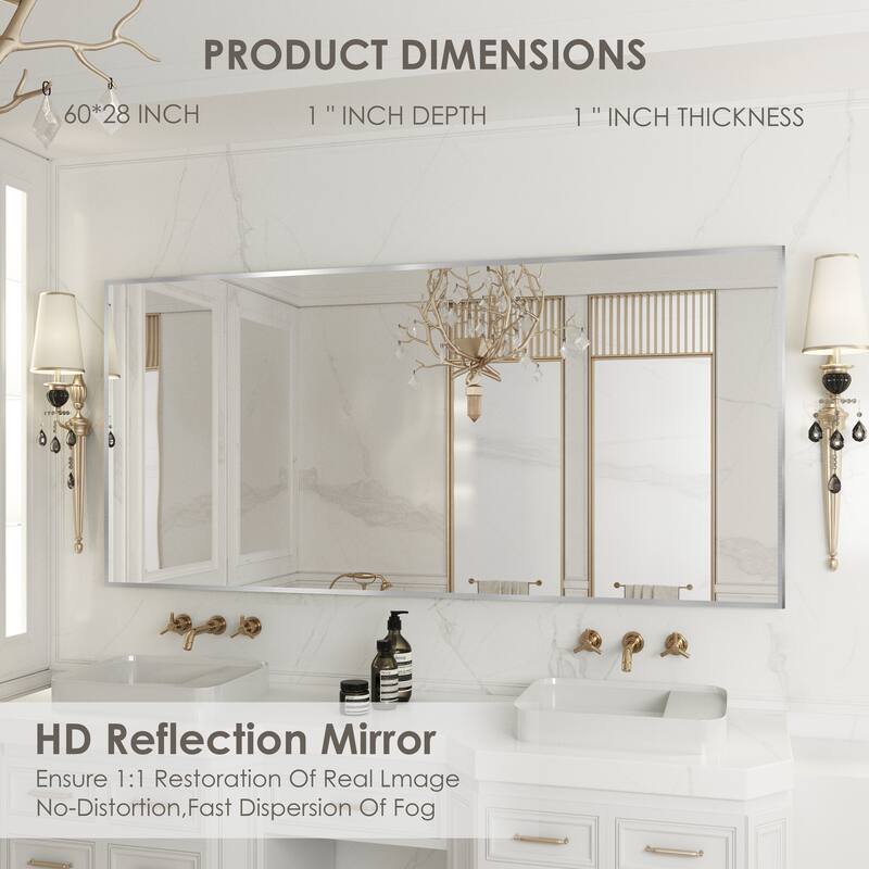 QuivaraView Wall Mounted Aluminum Frame Bathroom Vanity Mirror