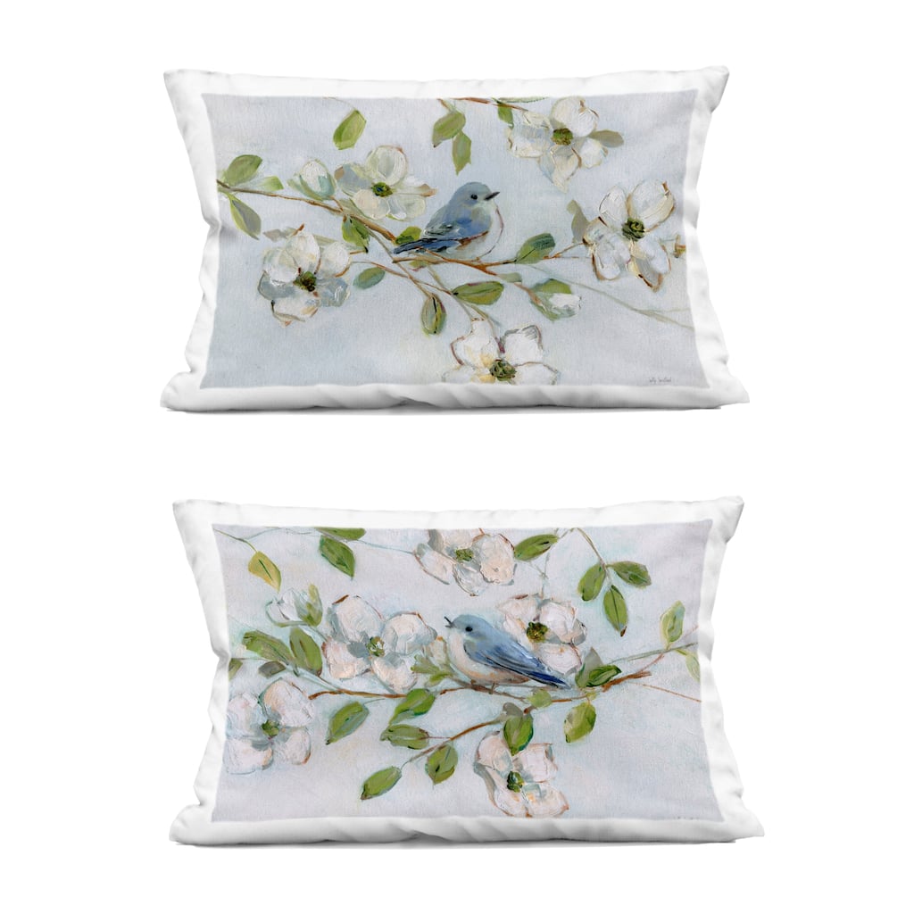 Stupell Perched Bluebirds on Branch Decorative Printed Throw Pillow Design by Sally Swatland (Set of 2)