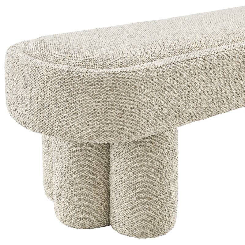 Mossi 52-Inch Oval Boucle Fabric Bench