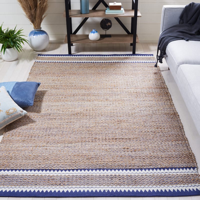 SAFAVIEH Handmade Natural Fiber Jokelien Boho Jute Rug - 5' x 8' - Natural/Navy