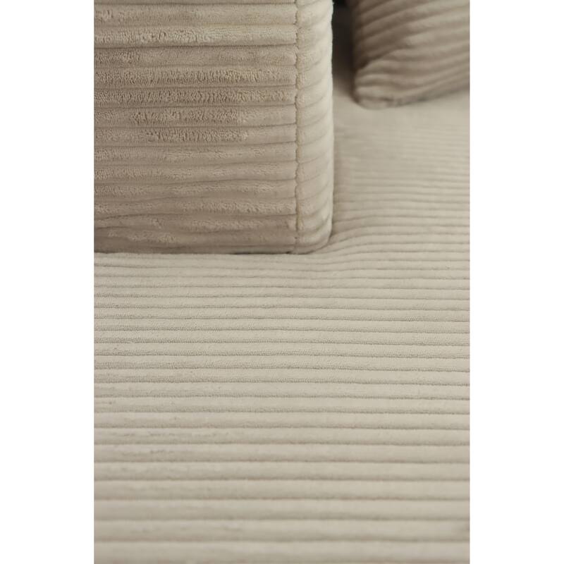 Oversized Corduroy Corner Sofa with Chaise, Boneless L-Shaped Sectional Couch, Modular Deep Seat Couches with Pillows