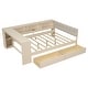 preview thumbnail 11 of 9, Cream Full Size Daybed with Upholstered Headboard, Storage Platform Bed with Storage Shelves