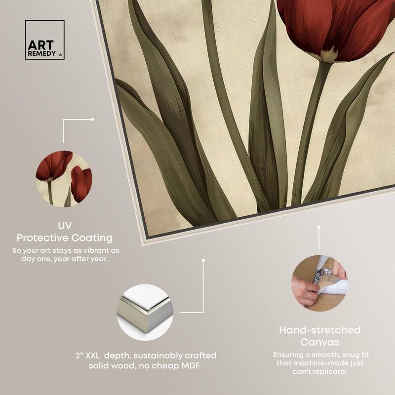 Deep Red Tulips Canvas by Art Remedy