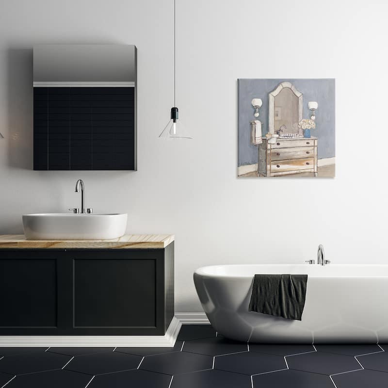 Stupell Bathroom Sink & Mirror Canvas Wall Art Design By Charlene Olson