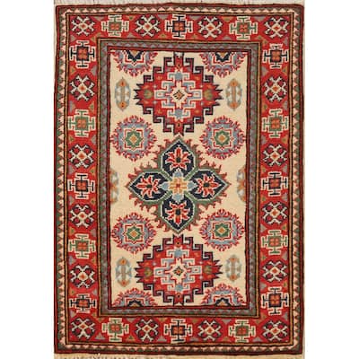 Kazak Oriental Rug Hand-Knotted Wool Carpet - 2'0"x 3'0"
