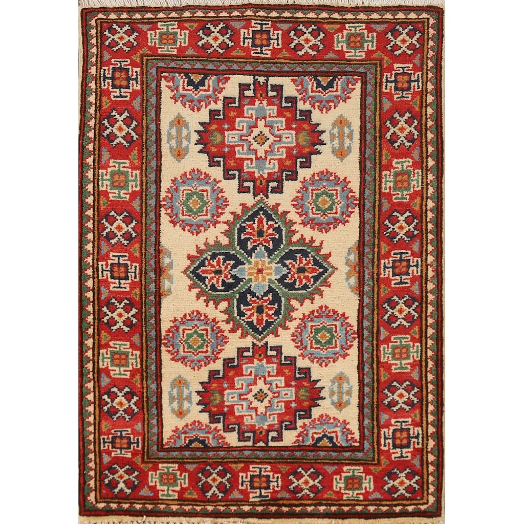 Kazak Oriental Rug Hand-Knotted Wool Carpet - 2'0"x 3'0"
