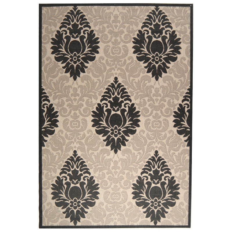SAFAVIEH Courtyard Donara Boho Indoor/ Outdoor Waterproof Patio Backyard - 5' 3" x 7' 7" - Sand/Black