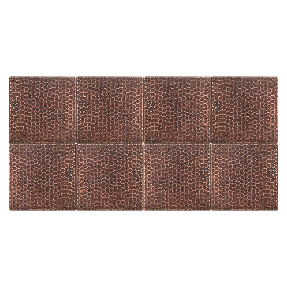 6" x 6" Hammered Copper Tile - Quantity 8 (T6DBH_PKG8)