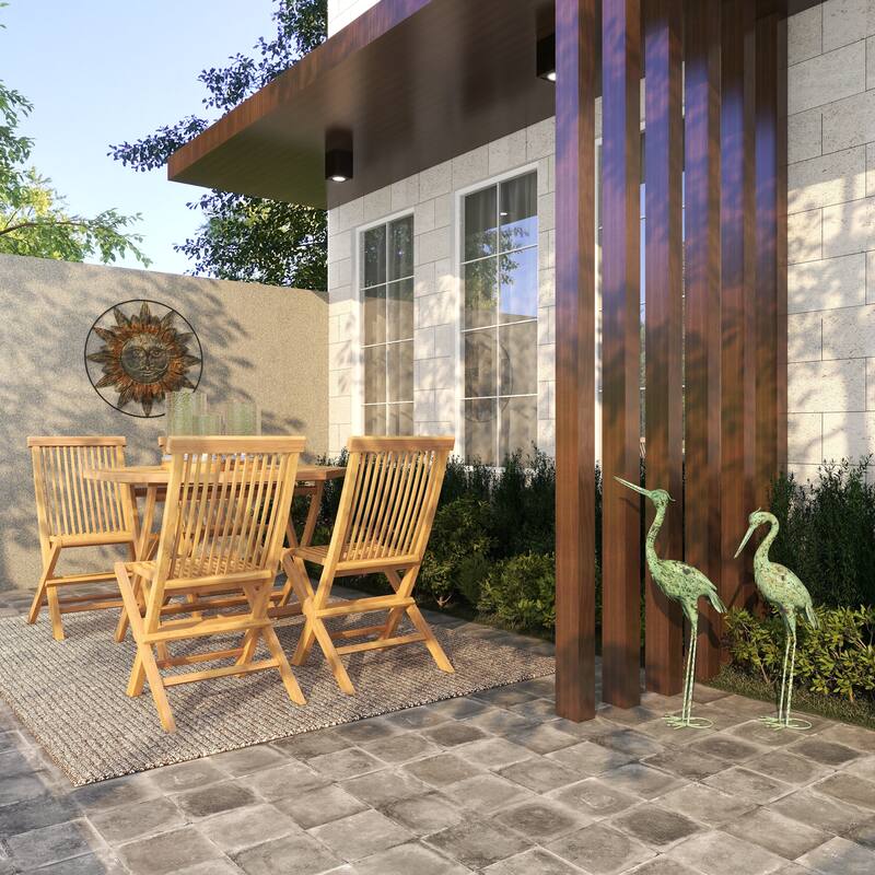 Metal Crane Indoor Outdoor Decorative Garden Sculpture with Coiled U Shaped Feet - Set of 2 Green - Roche River Decor