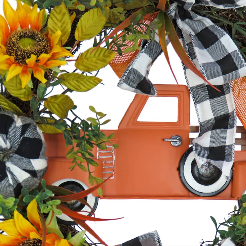 National Tree Company 26 in. Harvest Country Car and Sunflowers Wreath - 26 in