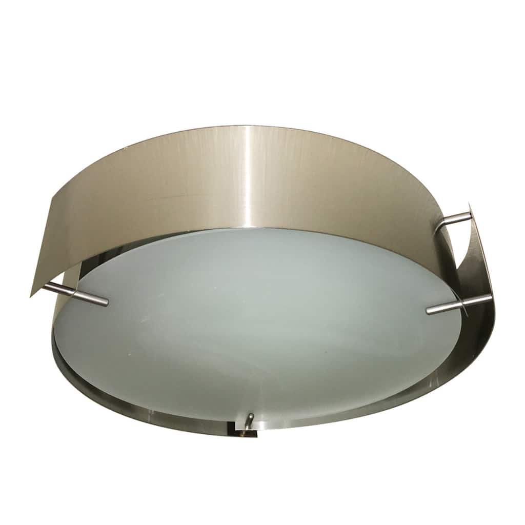 17" Diameter PS with Etched Glass with Bulbs Included - Brushed Nickel