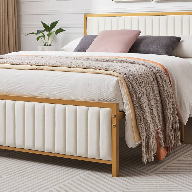 VECELO Upholstered Bedroom Set Upholstered Bed Frame with Nightstand Set of 2