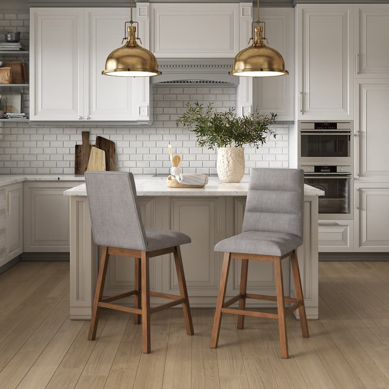 Lilibet Upholstered Counter Height Bar Stools, Set of 2 - Grey