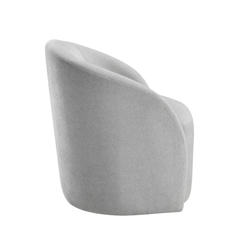 Boucle Swivel Barrel Chair, Round Upholstered Leisure Armchair, Reading Accent Chair with Curved Back & Metal Base