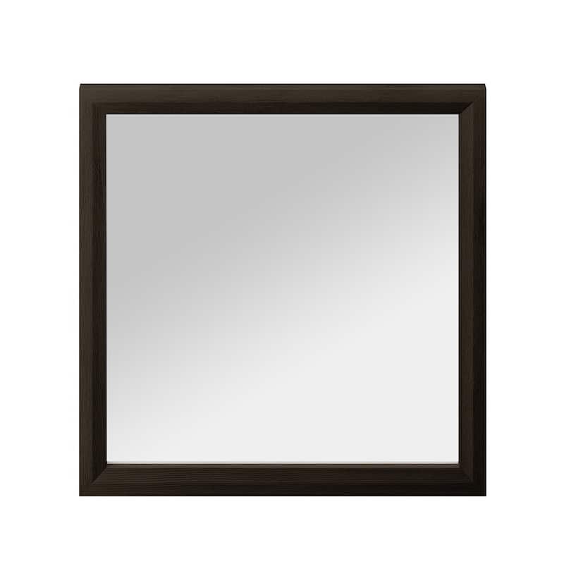 Versatile Square Vanity Mirror with Wood-Texture Frame - Perfect for Bedroom Decor
