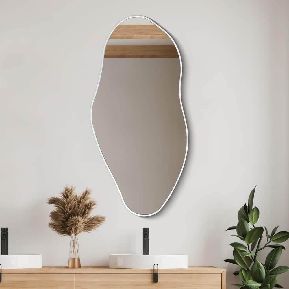 20 in. W x 42 in. H Large Irregular Framed Decorative Wall Mirror - 41.93 H x 19.88 W x 1 D