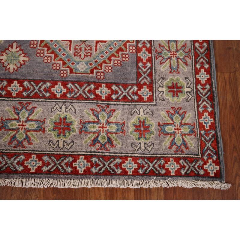 Traditional Gray Kazak Oriental Area Rug Handmade Wool Carpet - 5'8" x 8'0"
