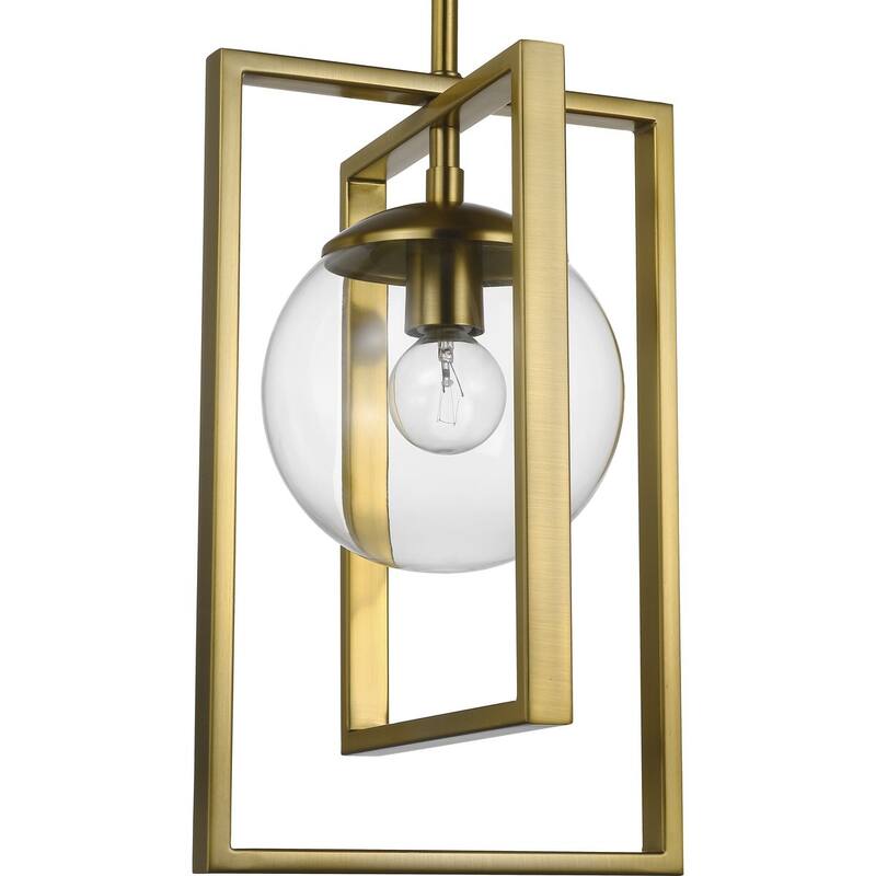 Atwell Collection One-Light Brushed Bronze Clear Glass Luxe Pendant Light - 11.500" x 16.000" x 10.500" - 11.500" x 16.000" x 10.500"