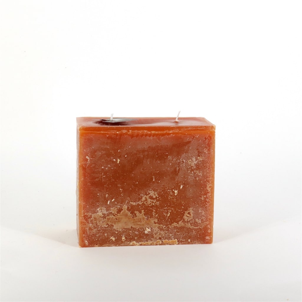 Square 4-Wick Pillar Candle 7.85"x7.85"x7.85" Cognac- ST - Cognac