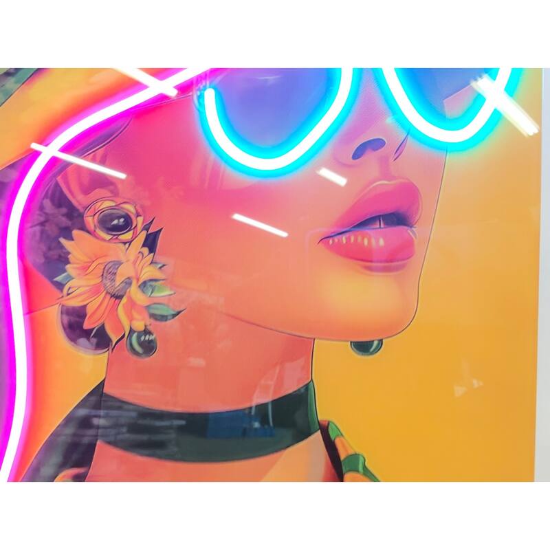Fashion Girl LED Wall Art - Acrylic Lighted Artwork with Neon Effect, Stylish Illuminated Picture