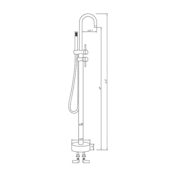 dimension image slide 0 of 5, Freestanding Double Handle Clawfoot Tub Faucet - 8" x 47"