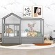 preview thumbnail 2 of 7, Full Size House Bed with Roof, Window and Drawer Support with Wooden Boards