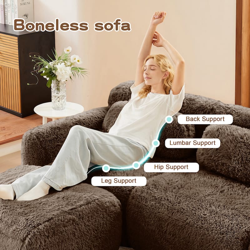U-shaped Boneless Sofa with Chaise Free Combination Full-compression Vacuum Packaging Deep Seat Design