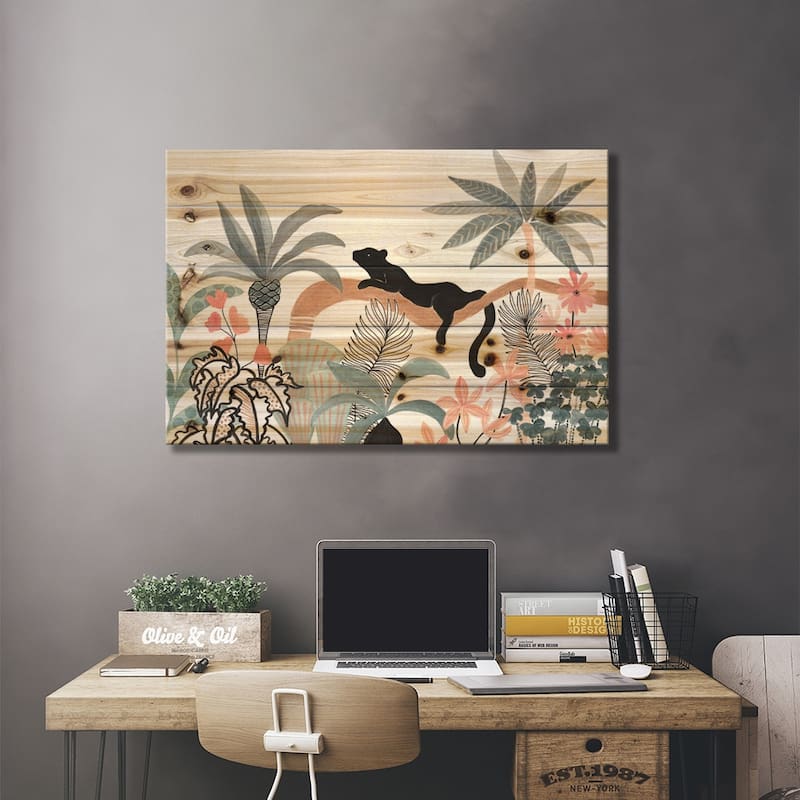 Jaguar In The Jungle Print On Wood by CreatingTaryn - Multi-Color