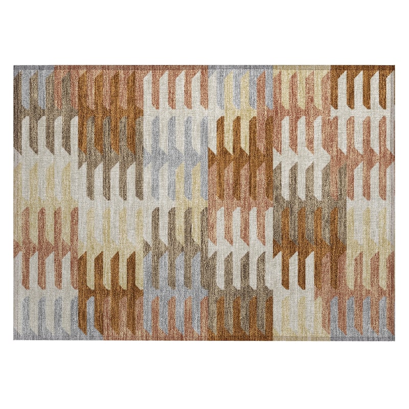 Machine Washable Indoor/ Outdoor Modern Stacks Chantille Rug