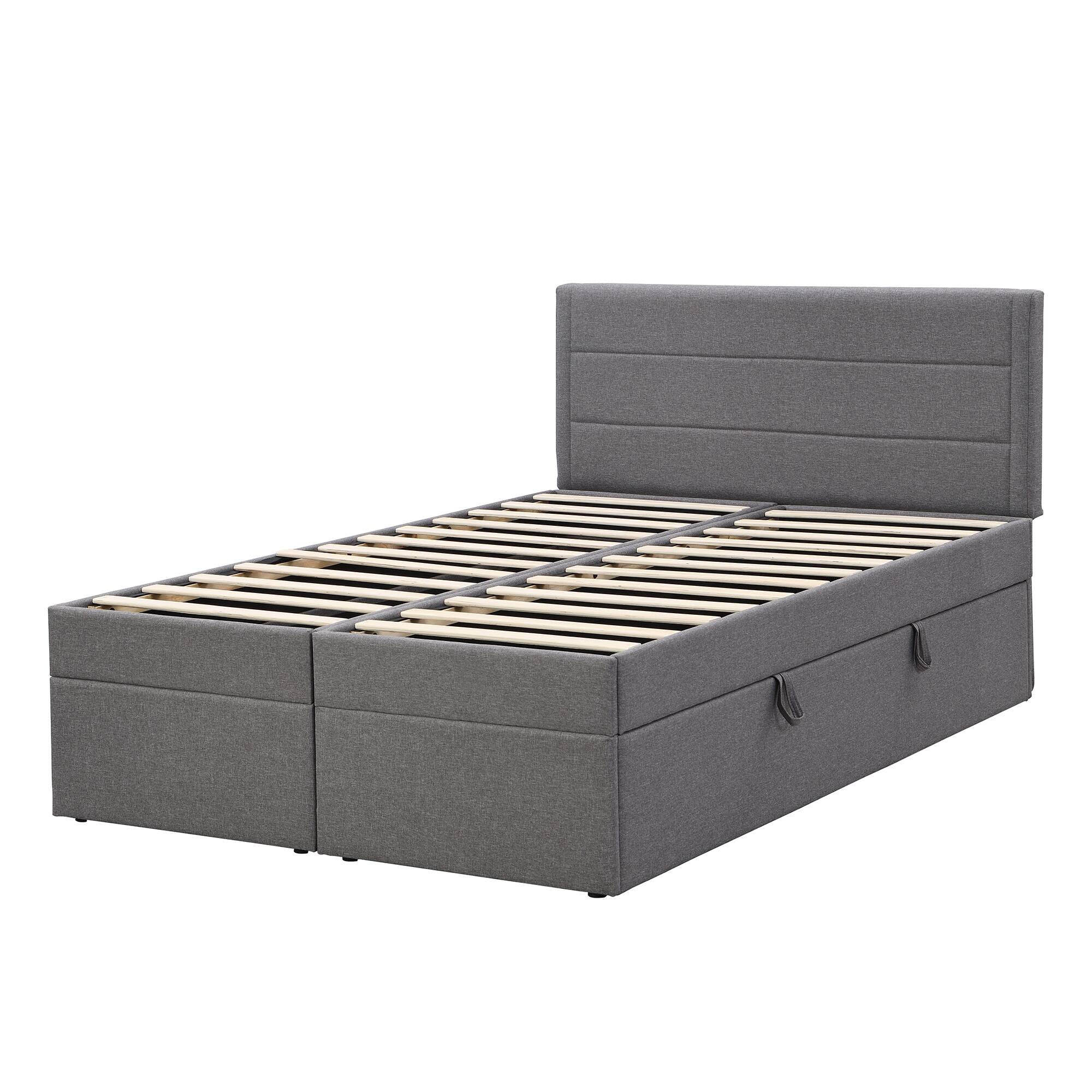 Queen Size Upholstered Platform Bed with Storage Underneath Bed Bath