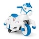 preview thumbnail 1 of 14, Kids 12V Unicorn Ride-On Toy with Training Wheels Fun and Safe Horse Riding Mode - 27” L x 15” W x 22.5” H Navy