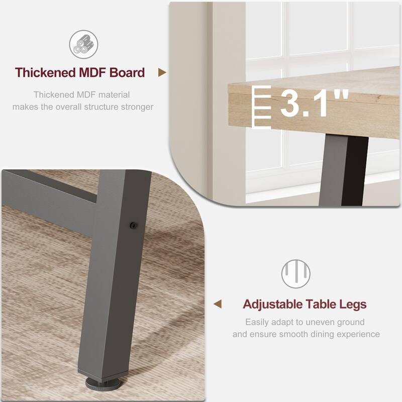 71 Inch Rectangular Dining Table, with Adjustable Feet
